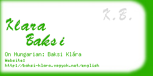 klara baksi business card