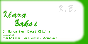 klara baksi business card